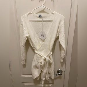 Princess Polly White Phenix Mini Sweater Dress